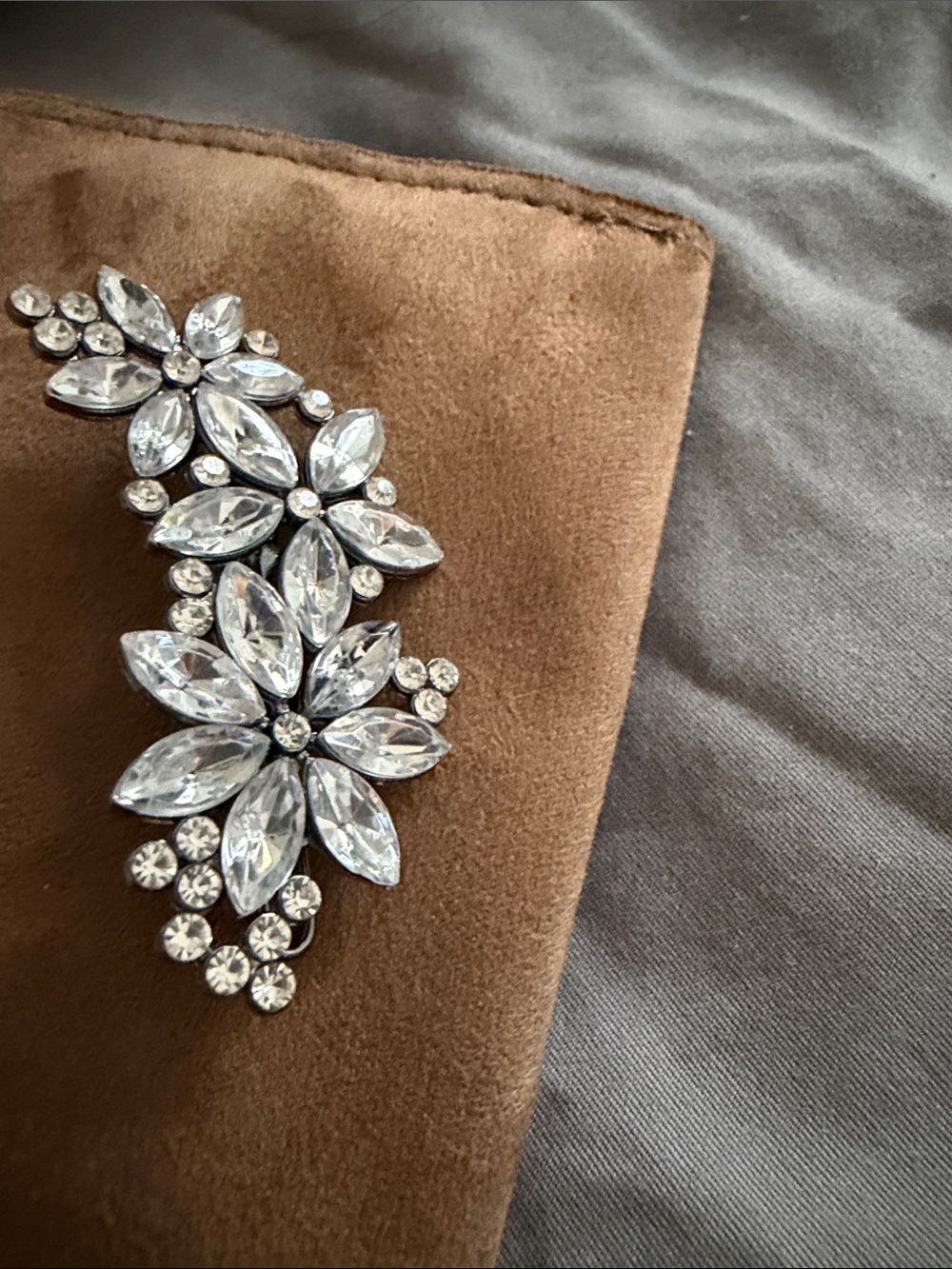 Crystal Floral Statement Brooch - Clear Crystal